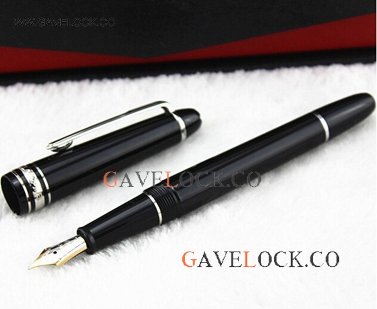 Midsize Montblanc Meisterstuck Black Resin Sliver Clip Fountain Pen Fake Midsize Montblanc Meisterstuck Black Resin Sliver Clip Fountain Pen Fake